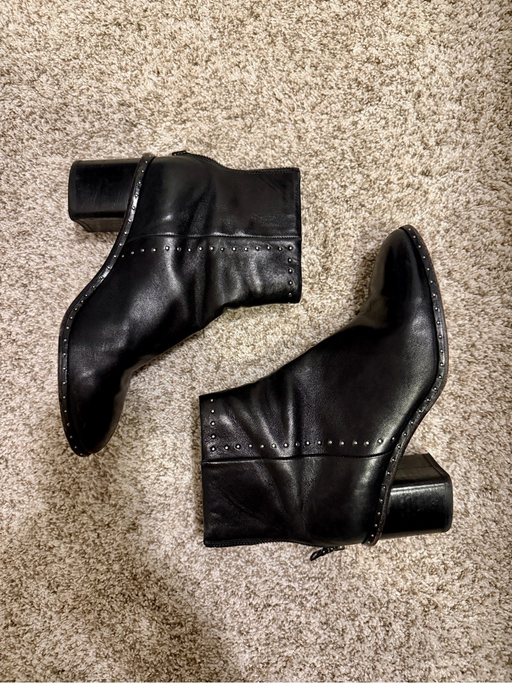 Rag & Bone Willow Studded Ankle Boots Black Leather Size 6.5
